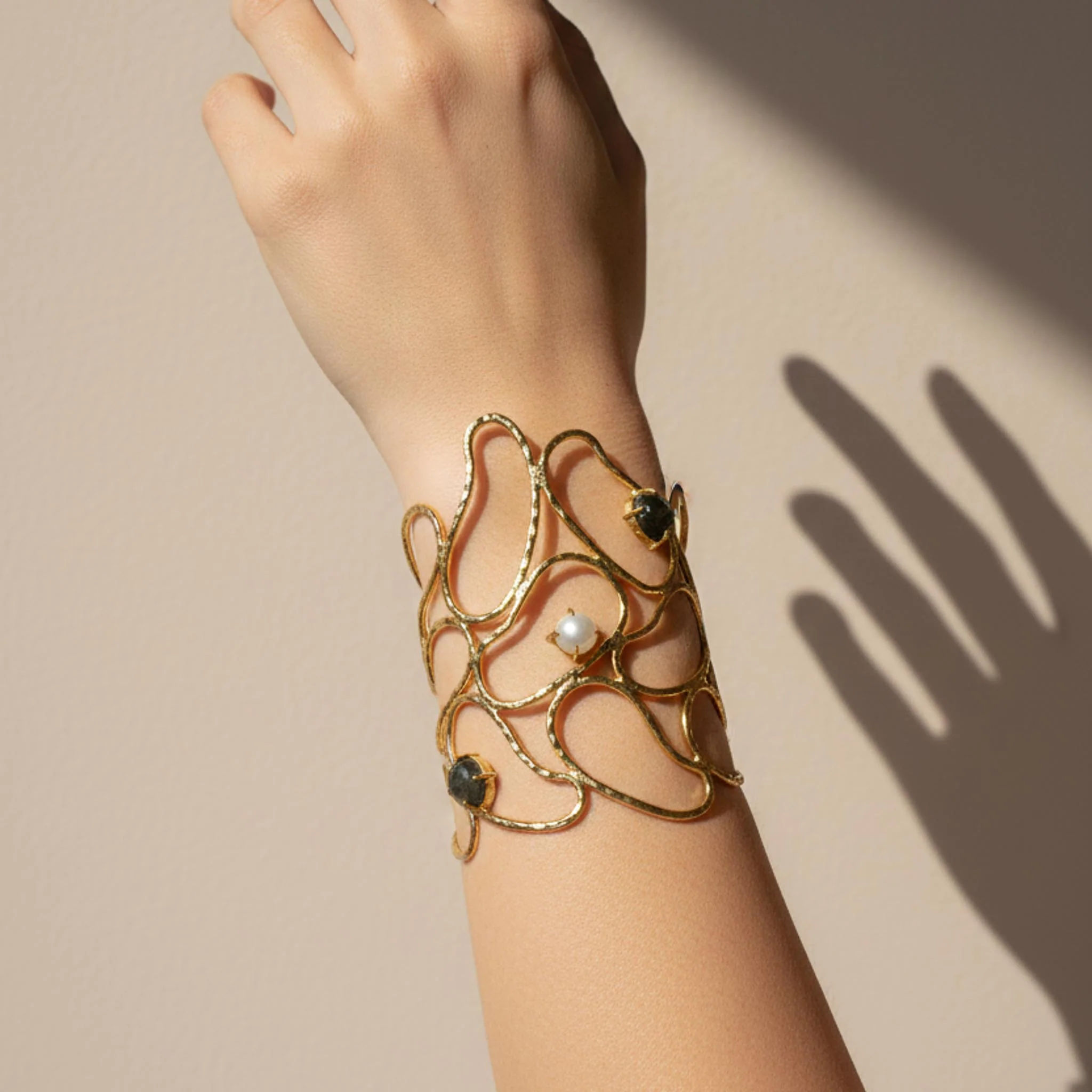 Abstract Wire 18k Gold Plated Bracelet - Image 3