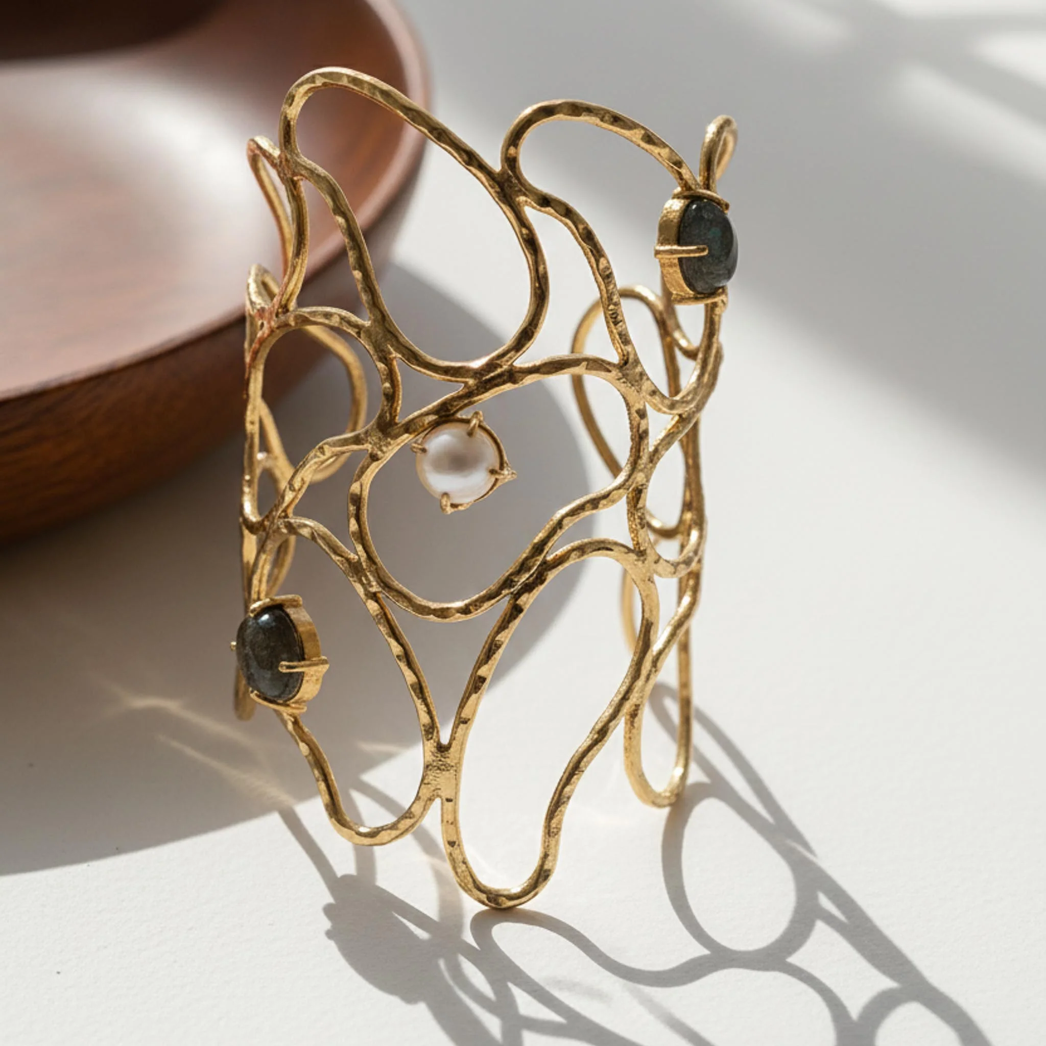 Abstract Wire 18k Gold Plated Bracelet - Image 4