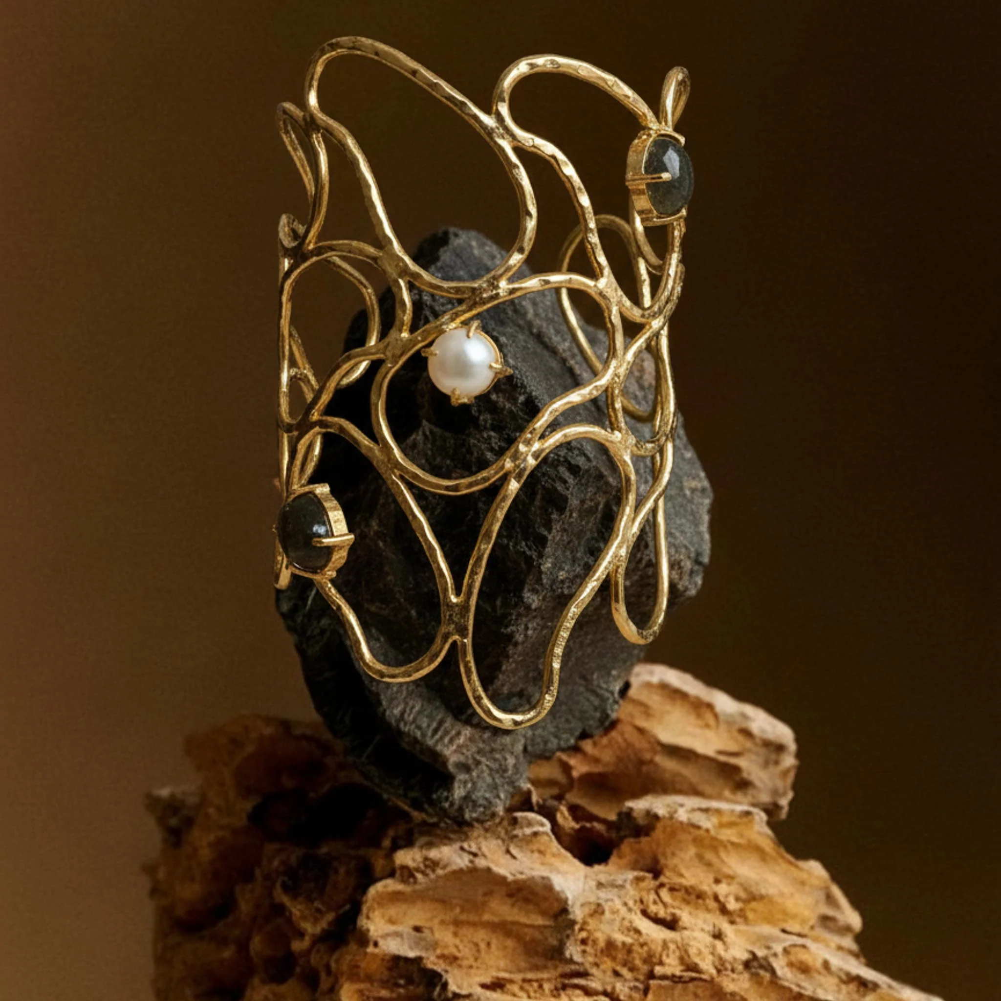 Abstract Wire 18k Gold Plated Bracelet - Image 5