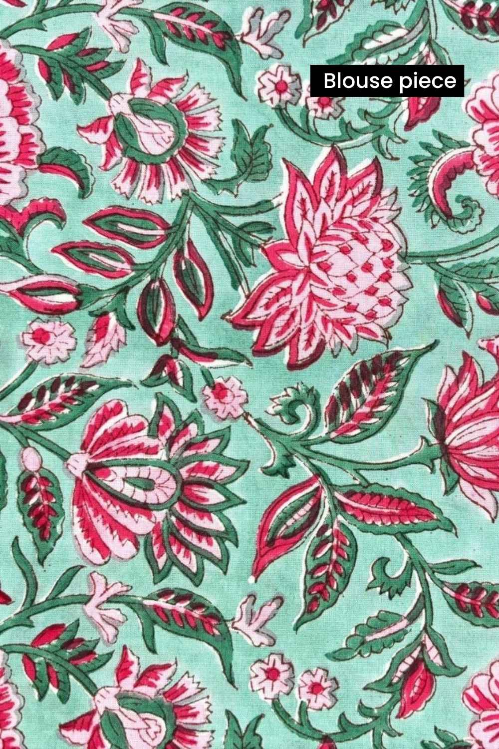 Aqua & Pink Ombre Organza Saree with Printed Blouse Fabric - Image 10