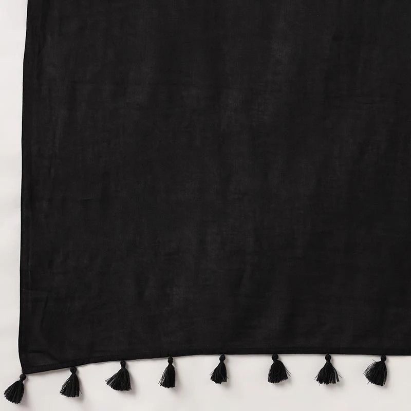 Black Beauty- Hand Dyed Mulmul Cotton Saree - Image 8
