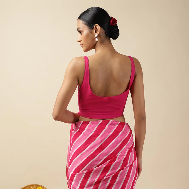 Black Cotton Sleeveless Readymade Blouse with U neck - Image 10