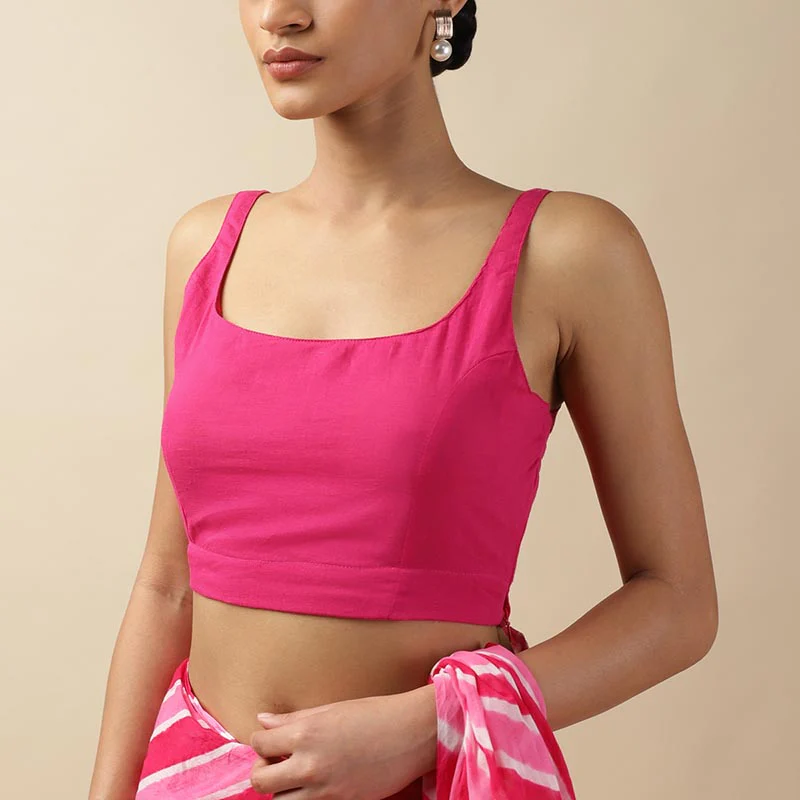 Black Cotton Sleeveless Readymade Blouse with U neck - Image 11