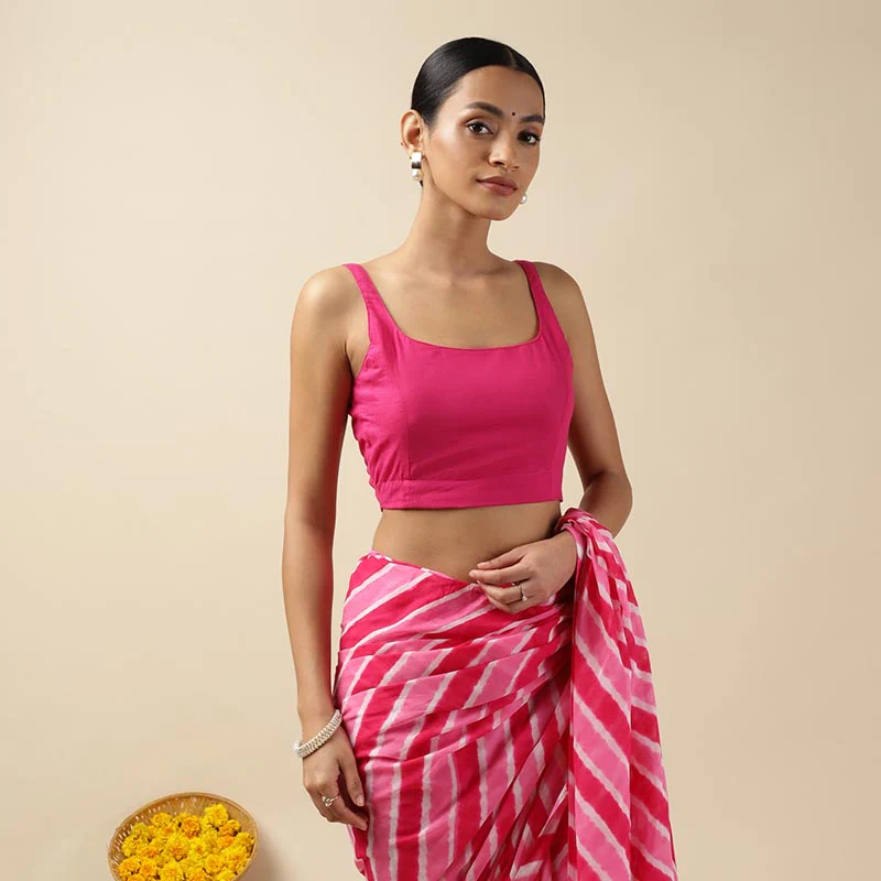 Black Cotton Sleeveless Readymade Blouse with U neck - Image 9