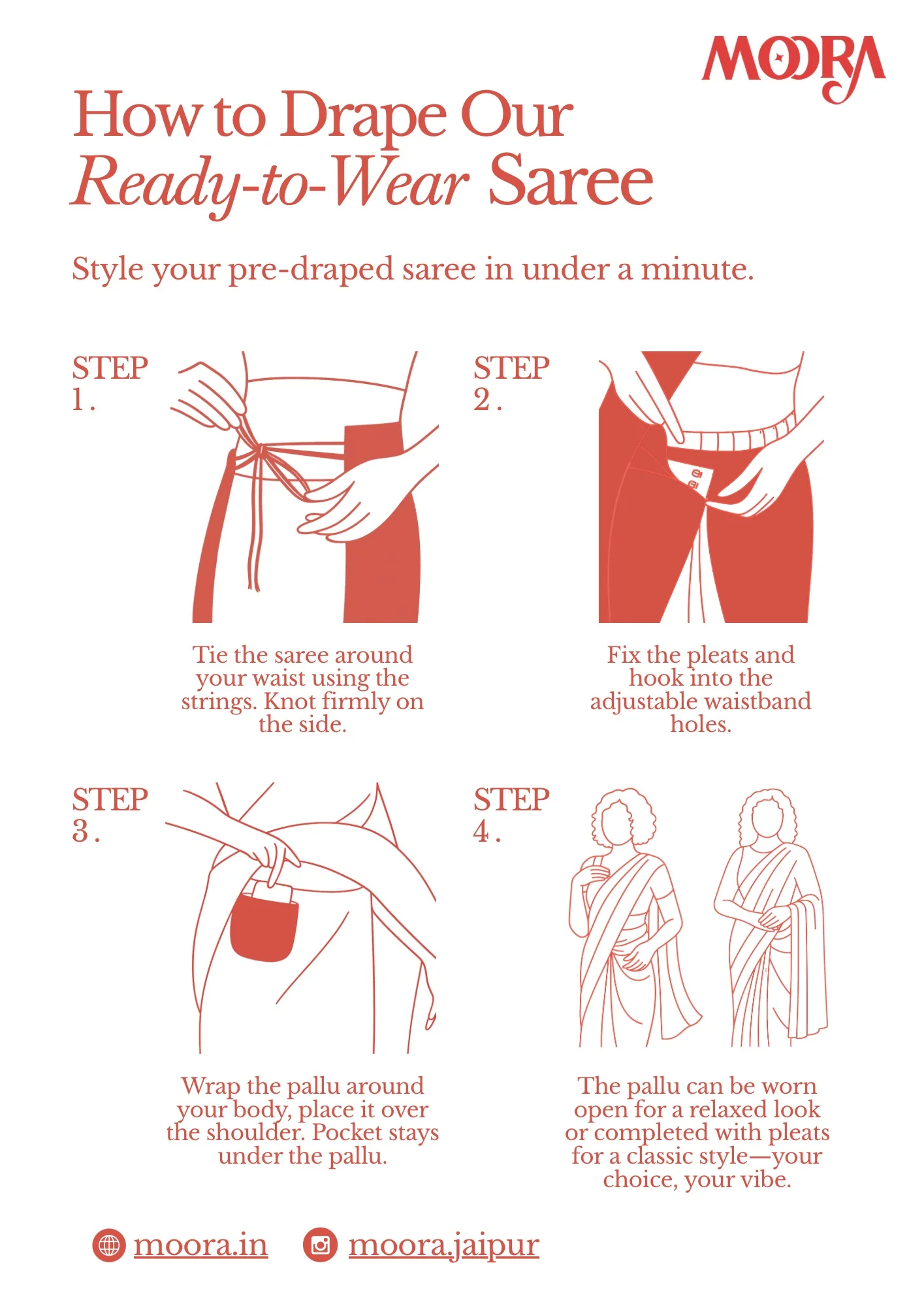 Rosy Pink Ombre Organza Saree with Printed Blouse Fabric Pre-stitched Ready to Wear Saree with Pocket - Image 11