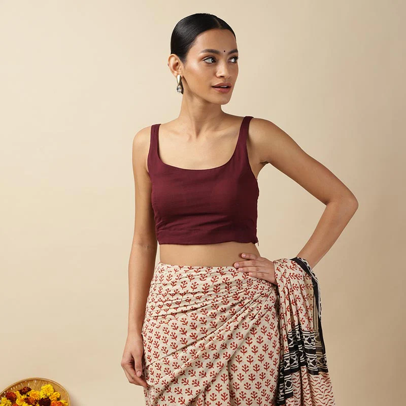 Black Cotton Sleeveless Readymade Blouse with U neck - Image 12