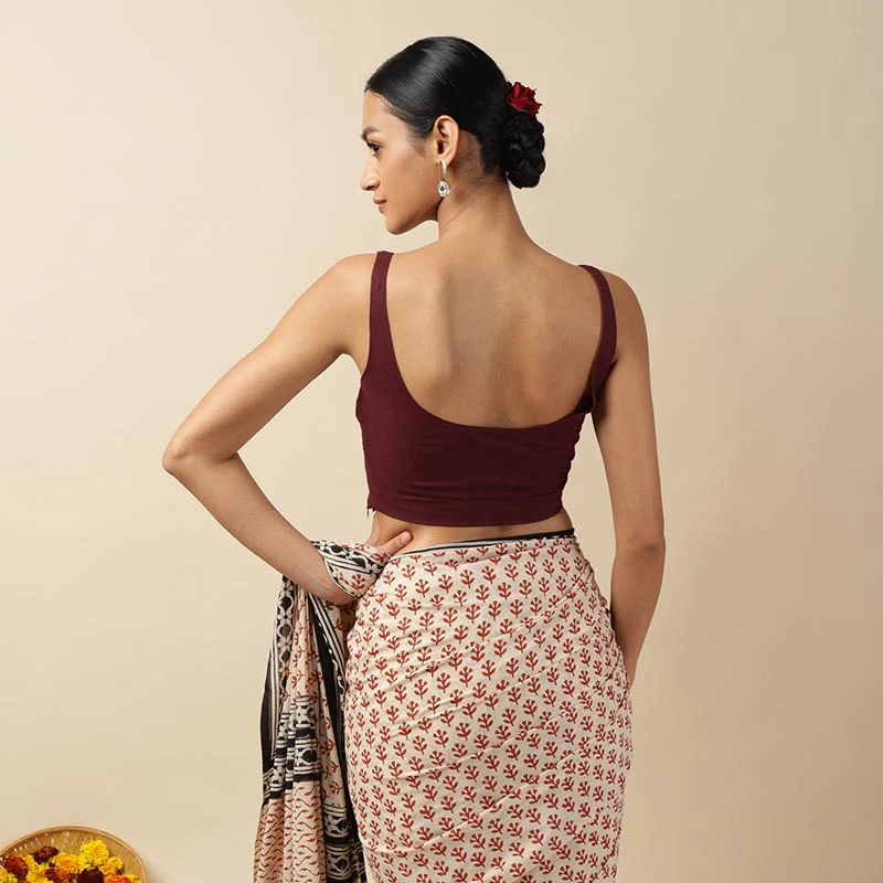 Black Cotton Sleeveless Readymade Blouse with U neck - Image 13