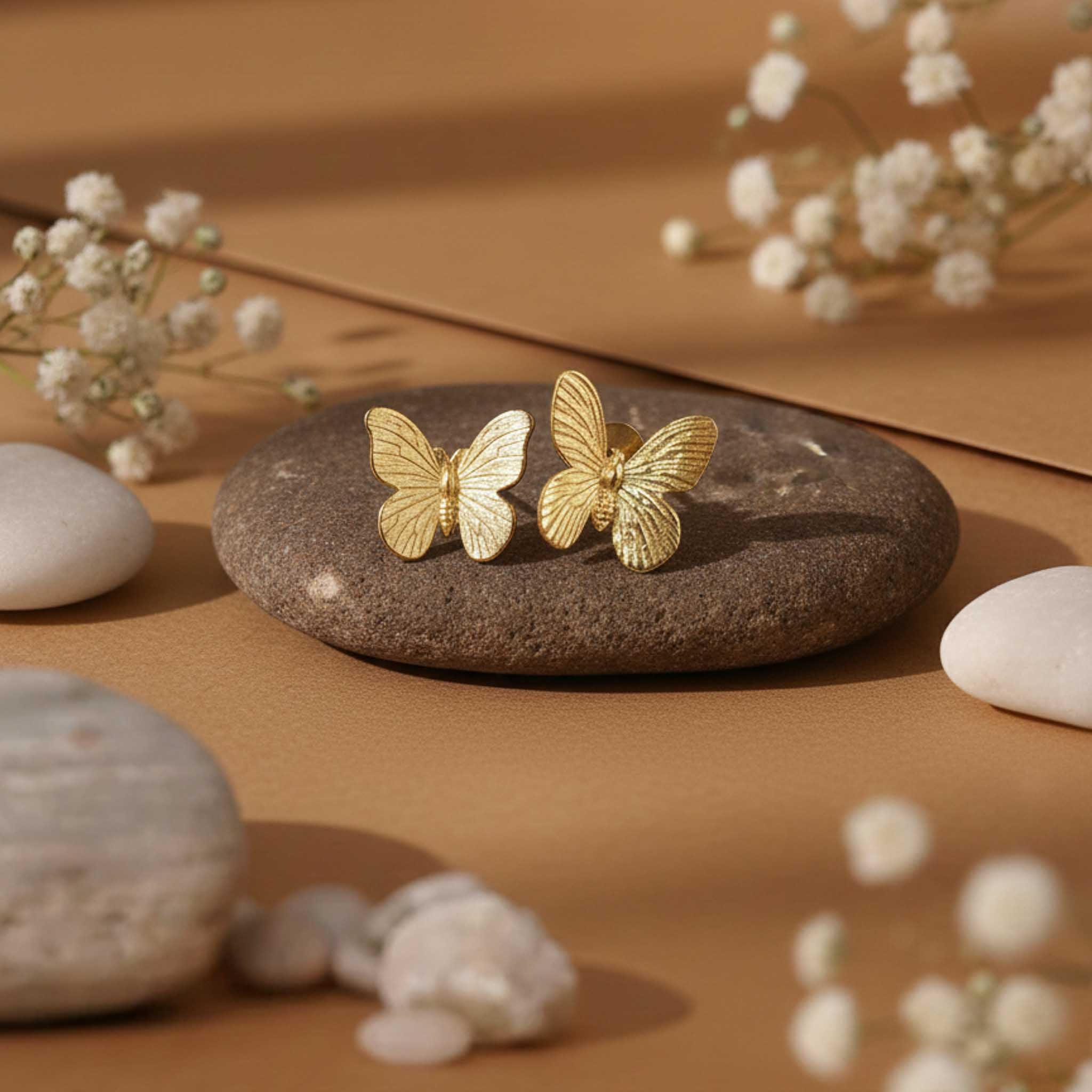 Butterfly Charm Stud 18k Gold Plated Earrings - Image 3