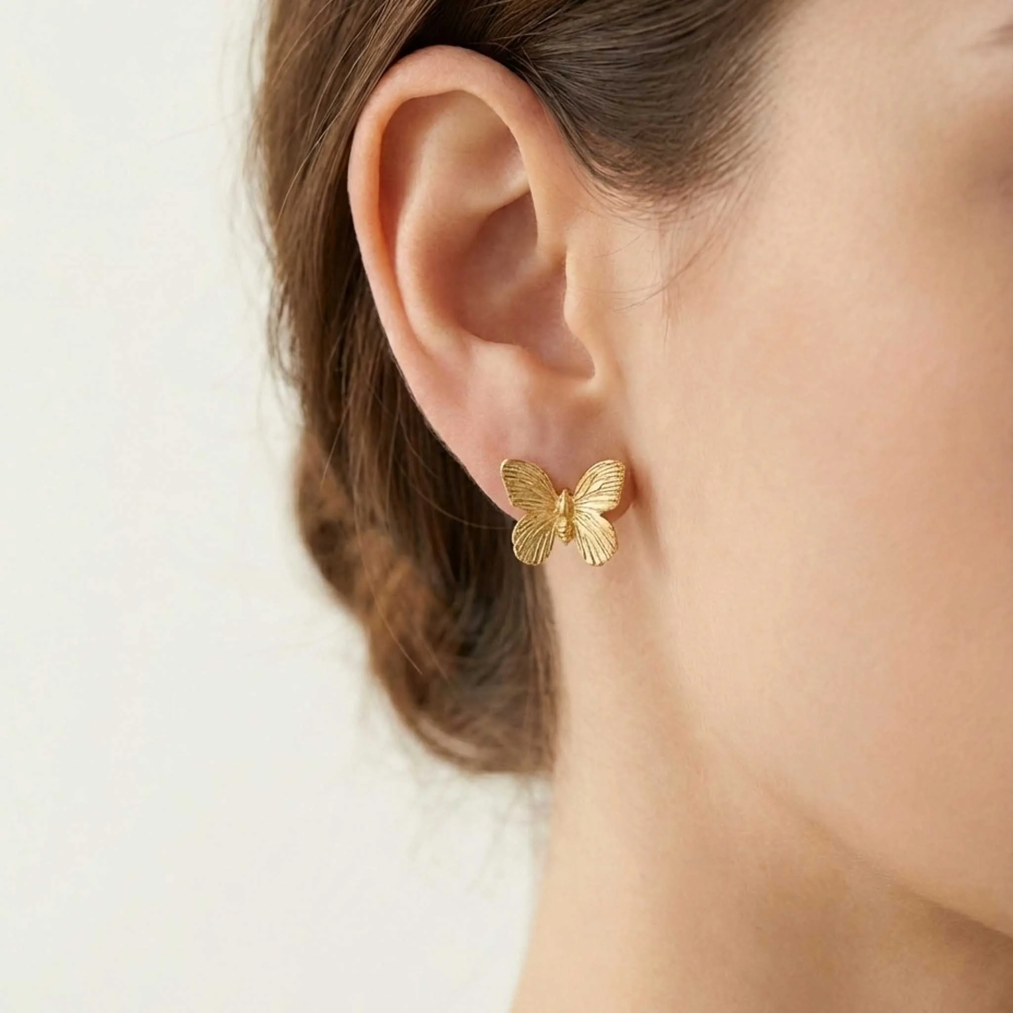 Butterfly Charm Stud 18k Gold Plated Earrings - Image 4