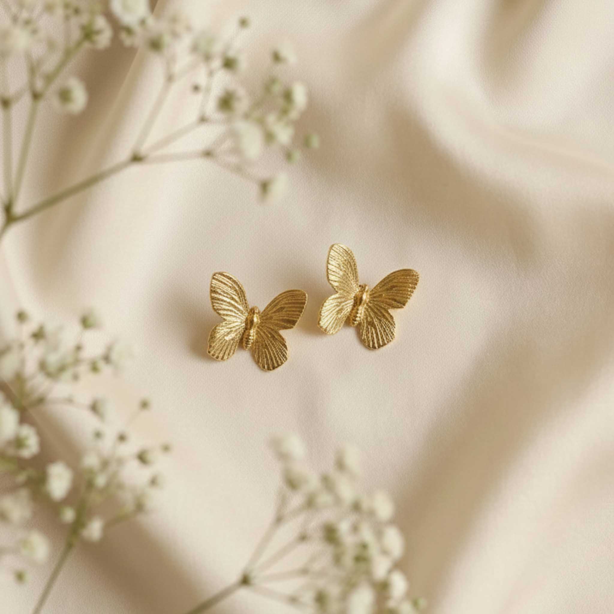 Butterfly Charm Stud 18k Gold Plated Earrings - Image 5