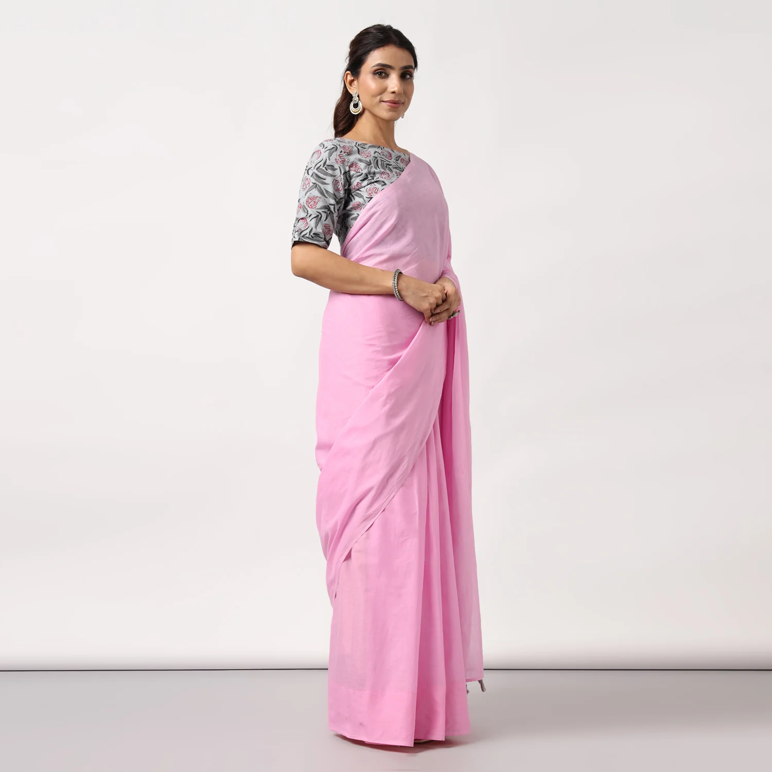 Candyfloss Pink - Mulmul Cotton Saree with Tassels - Image 3