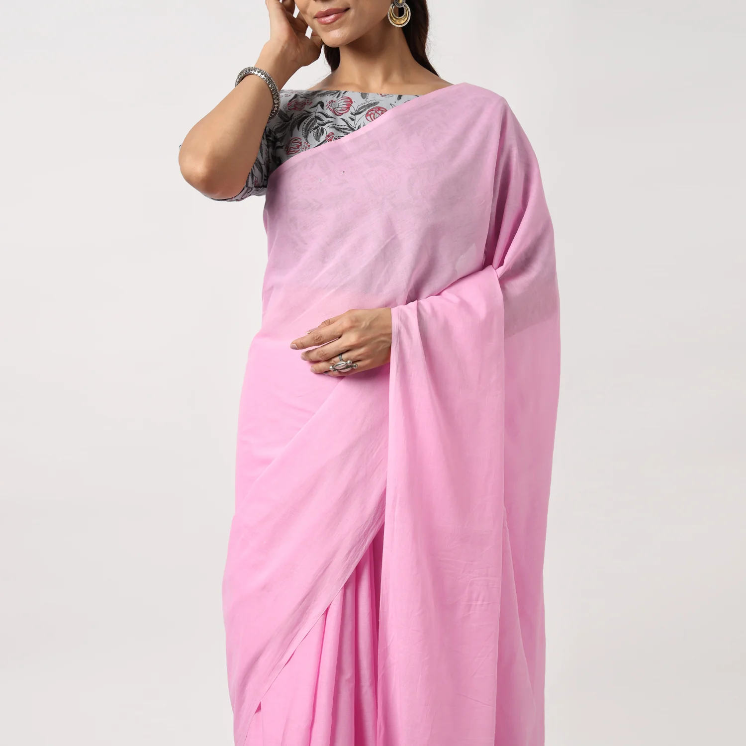 Candyfloss Pink - Mulmul Cotton Saree with Tassels - Image 6