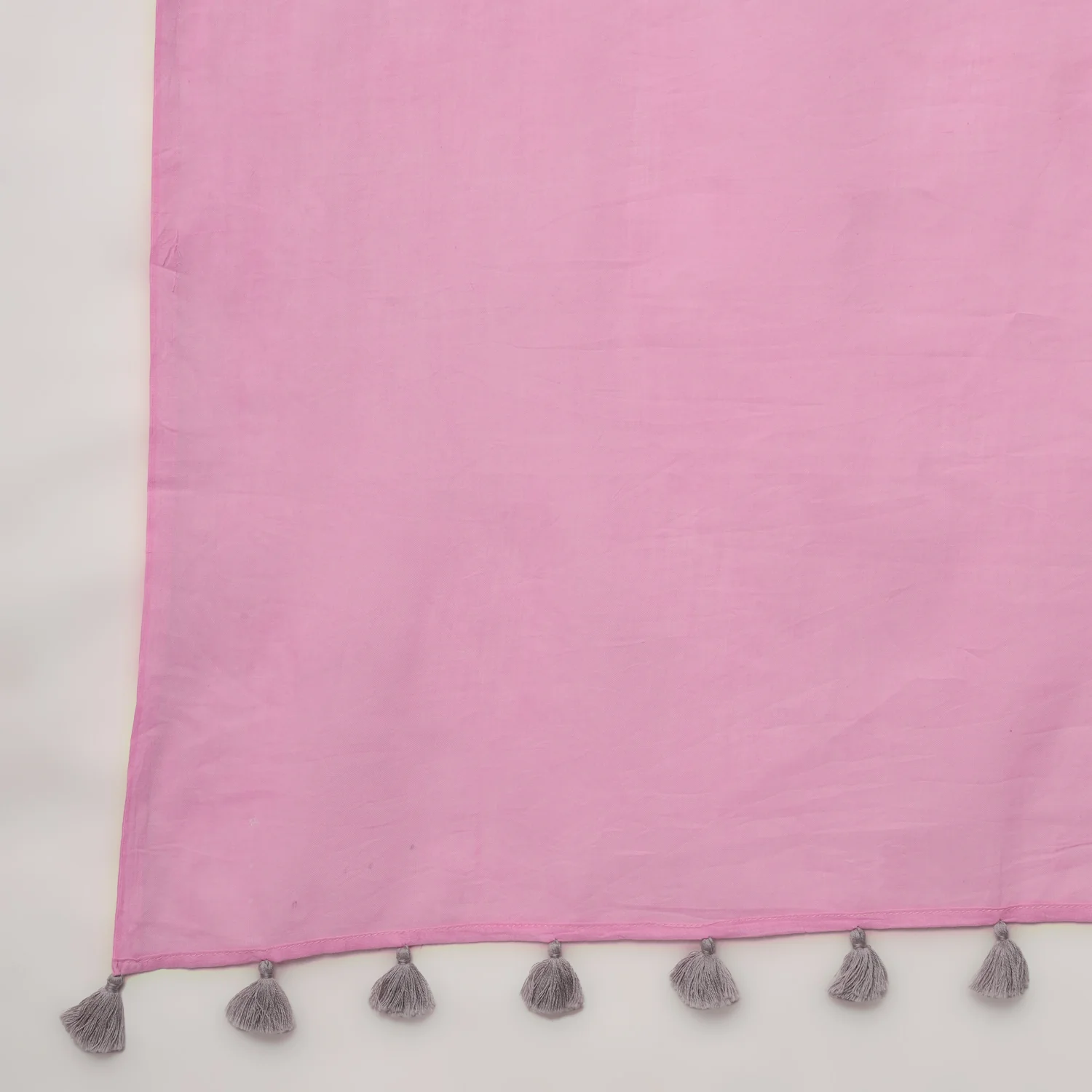 Candyfloss Pink - Mulmul Cotton Saree with Tassels - Image 8