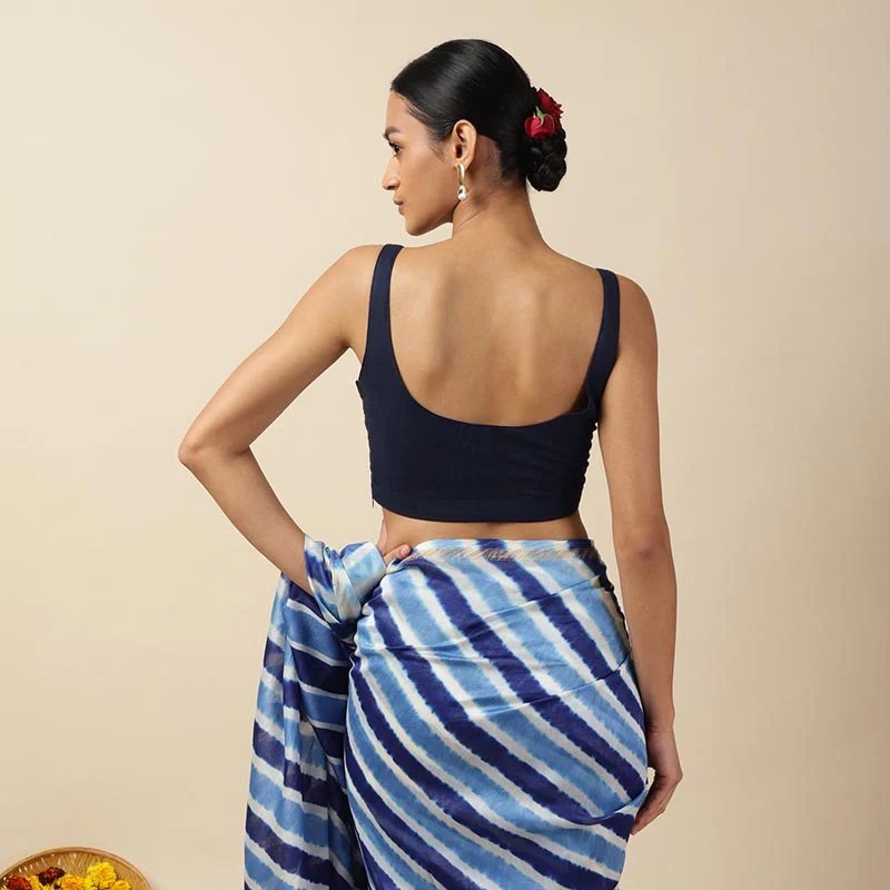 Black Cotton Sleeveless Readymade Blouse with U neck - Image 20