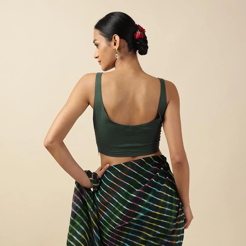 Black Cotton Sleeveless Readymade Blouse with U neck - Image 16