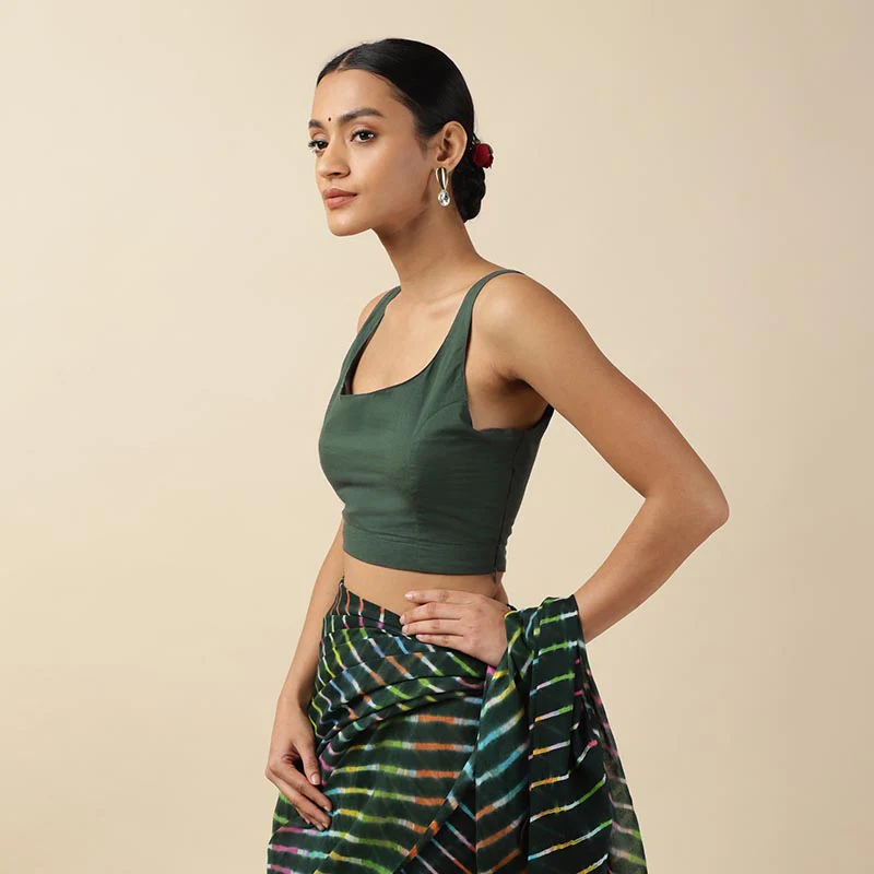 Black Cotton Sleeveless Readymade Blouse with U neck - Image 17