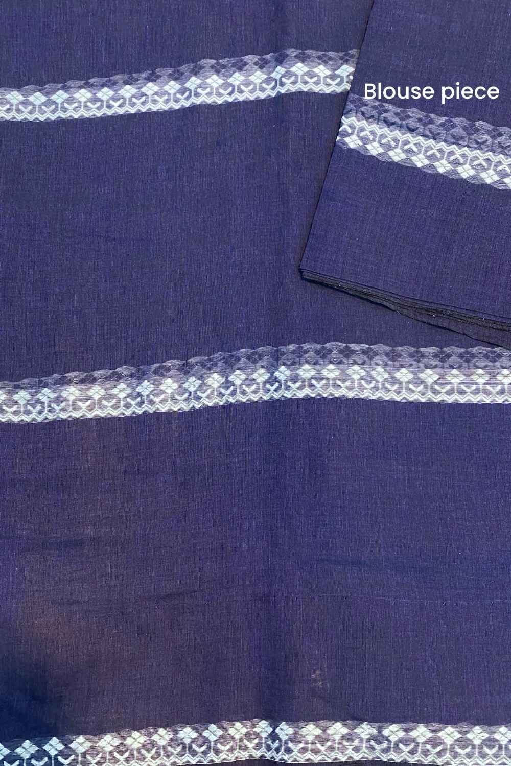 Dark Purple Handwoven Mulmul Cotton Saree - Image 10