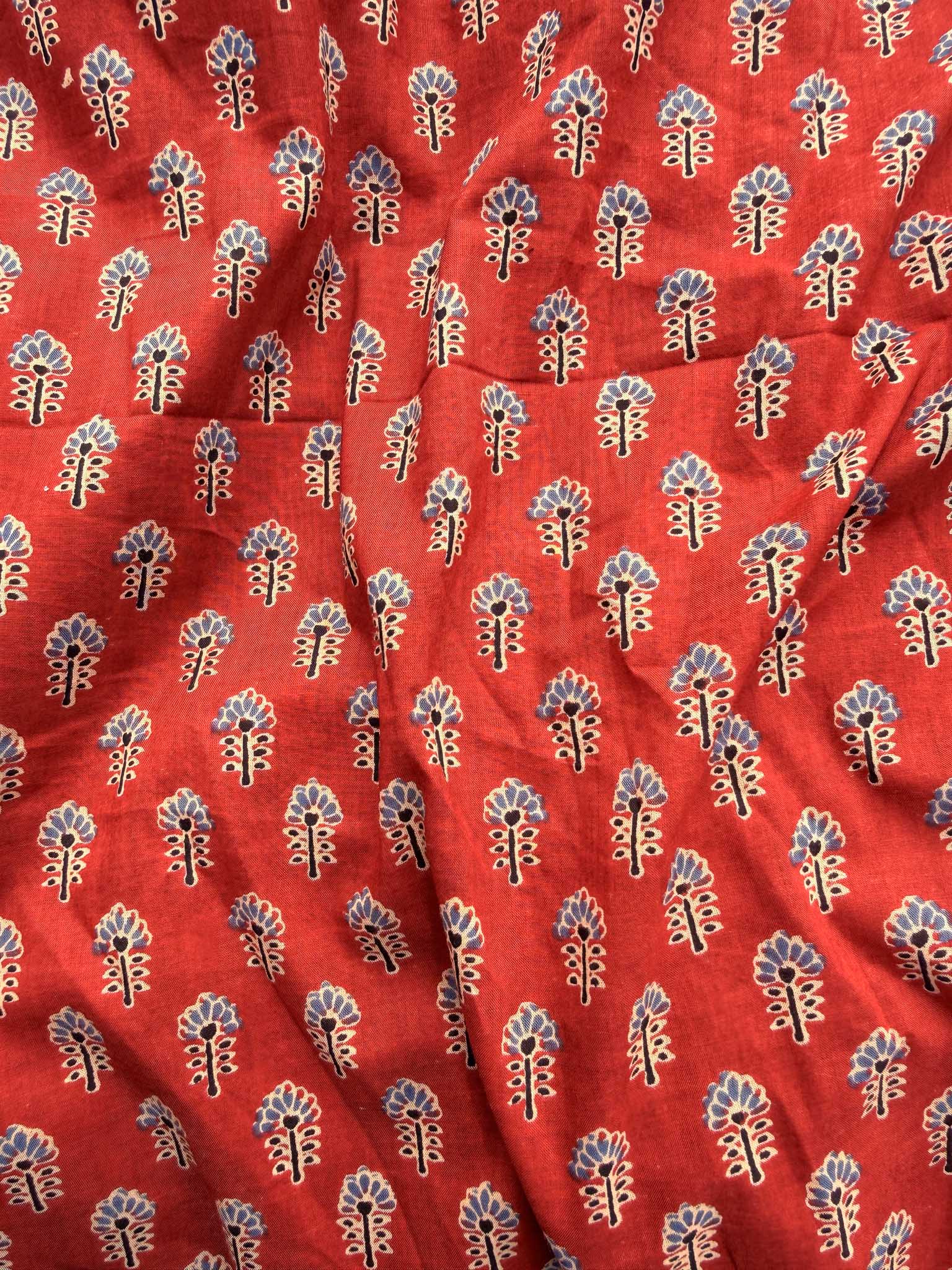 Vasudha - CurveFit Stretchable Cotton Red Printed Blouse - Image 7