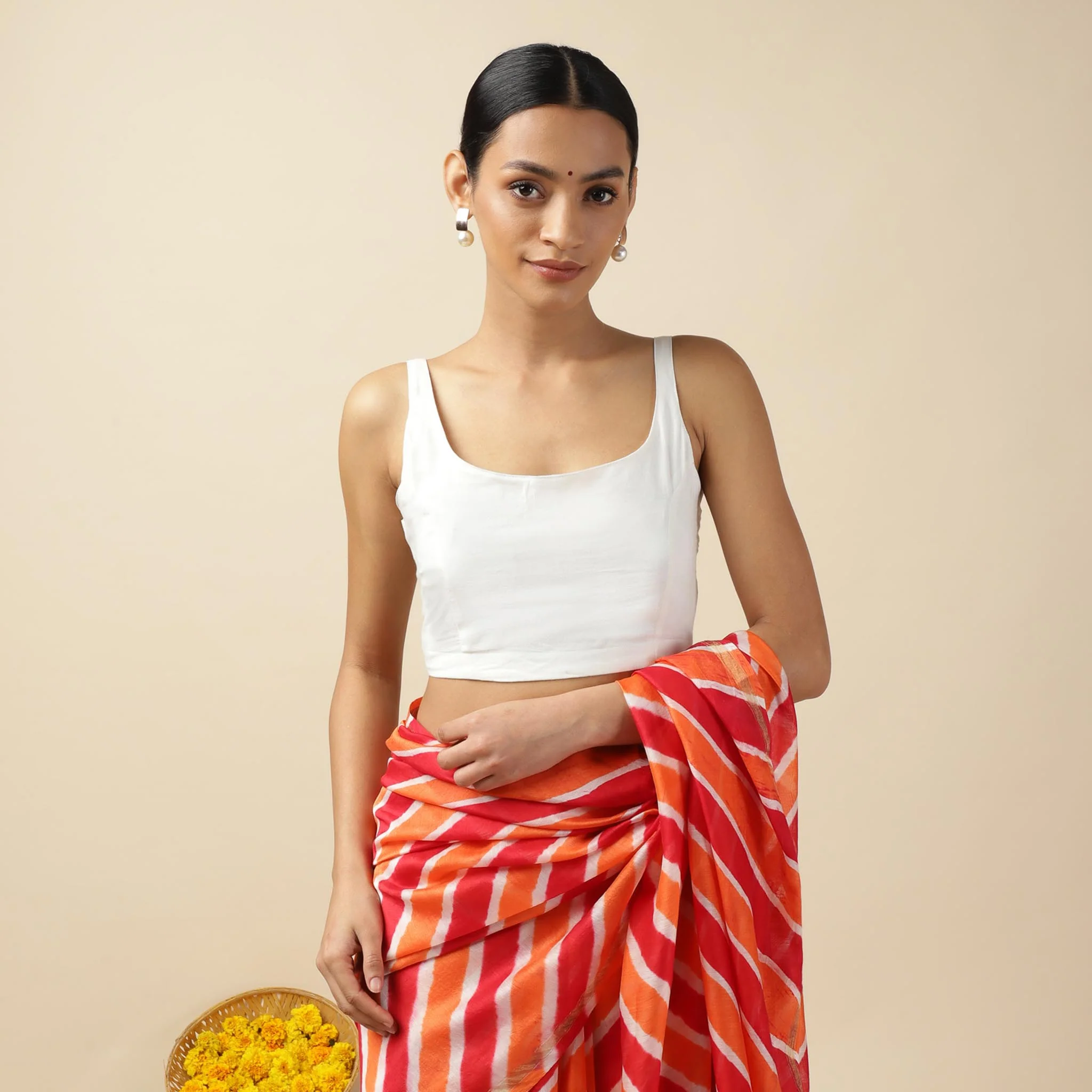 Black Cotton Sleeveless Readymade Blouse with U neck - Image 6