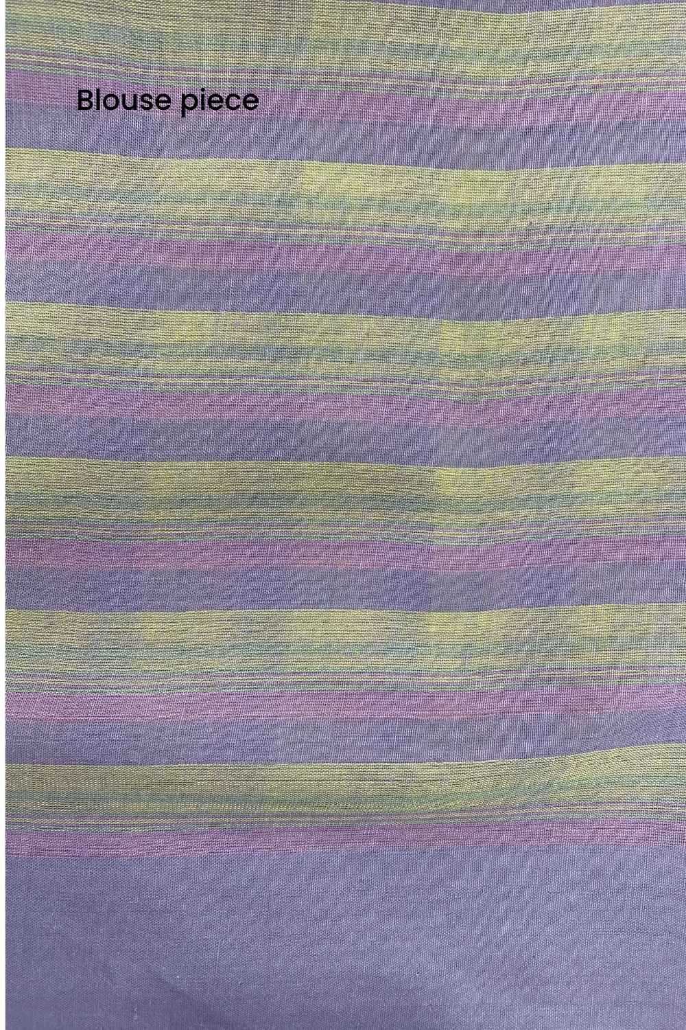 First Light - Lavender & Yellow Checked Organic Cotton Saree - Image 9