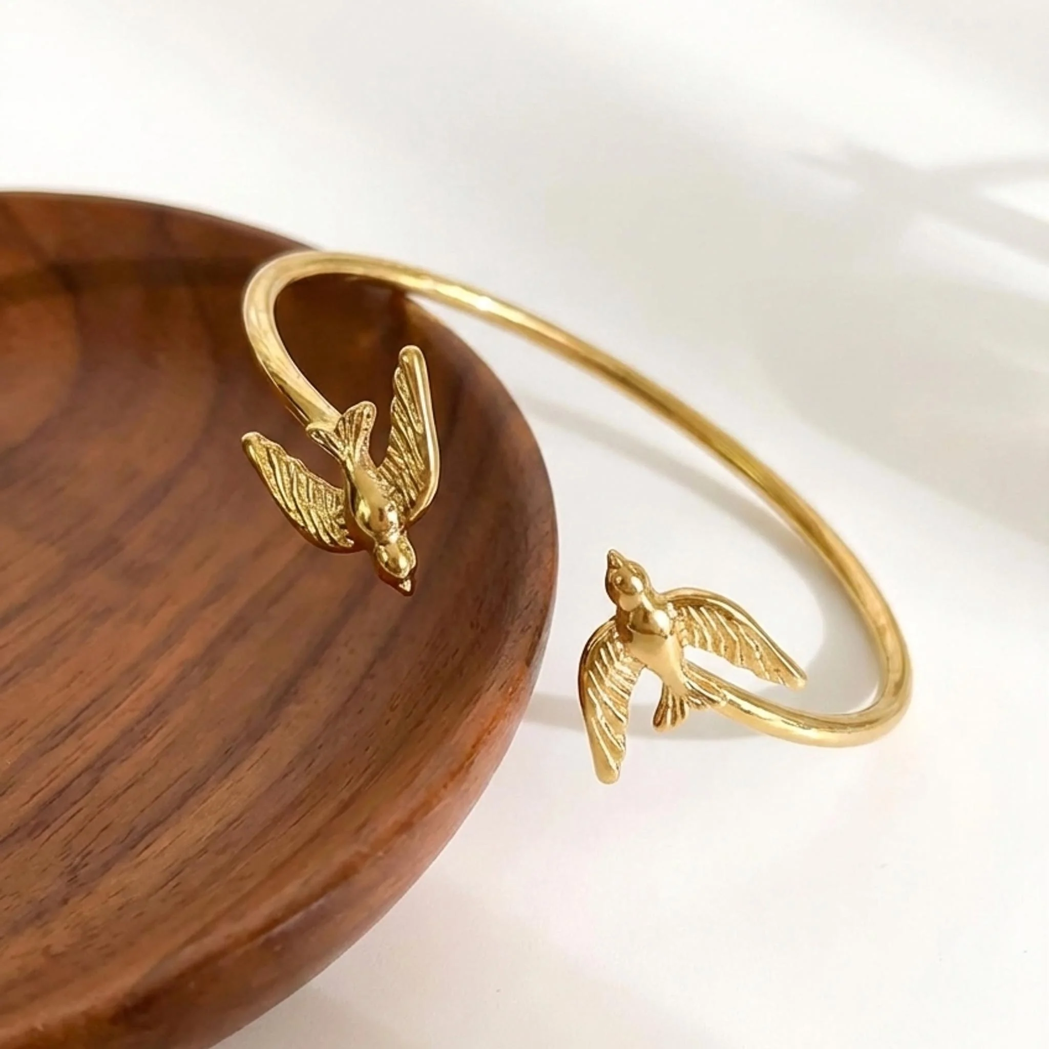 Flying Bird Open 18k Gold Plated Bracelet - Image 3
