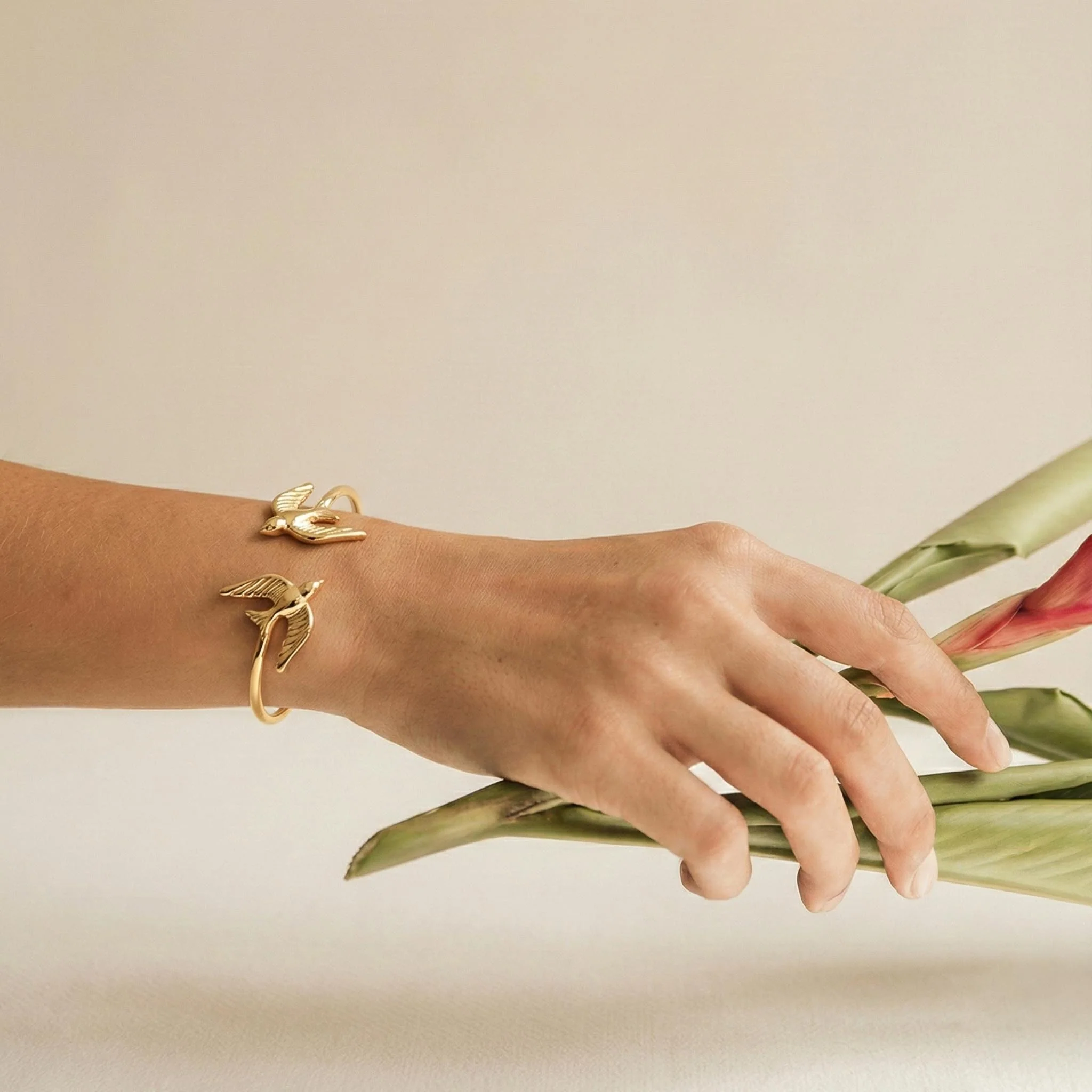 Flying Bird Open 18k Gold Plated Bracelet - Image 4