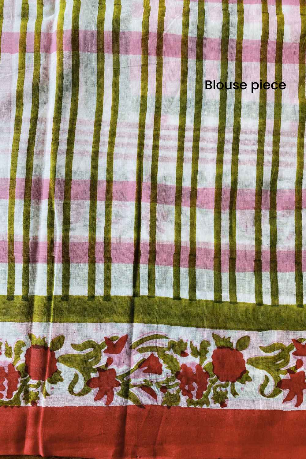 Garden of Grace Hand Block Print Mulmul Cotton Saree - Image 9