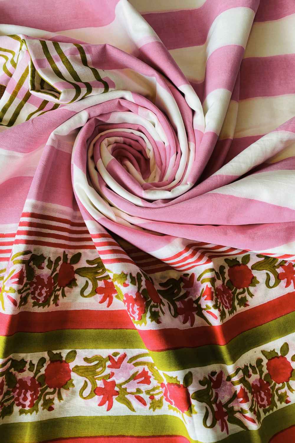 Garden of Grace Hand Block Print Mulmul Cotton Saree - Image 8