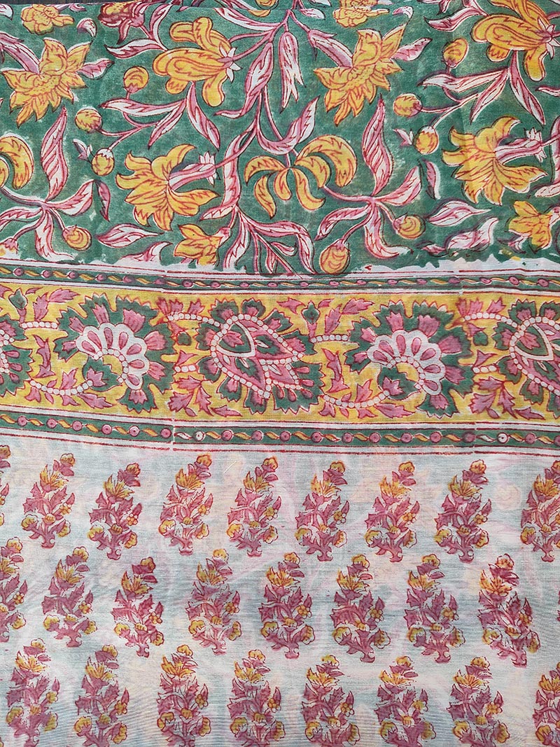Garden of Secrets - Hand Block Print Chanderi Silk Saree - Image 8