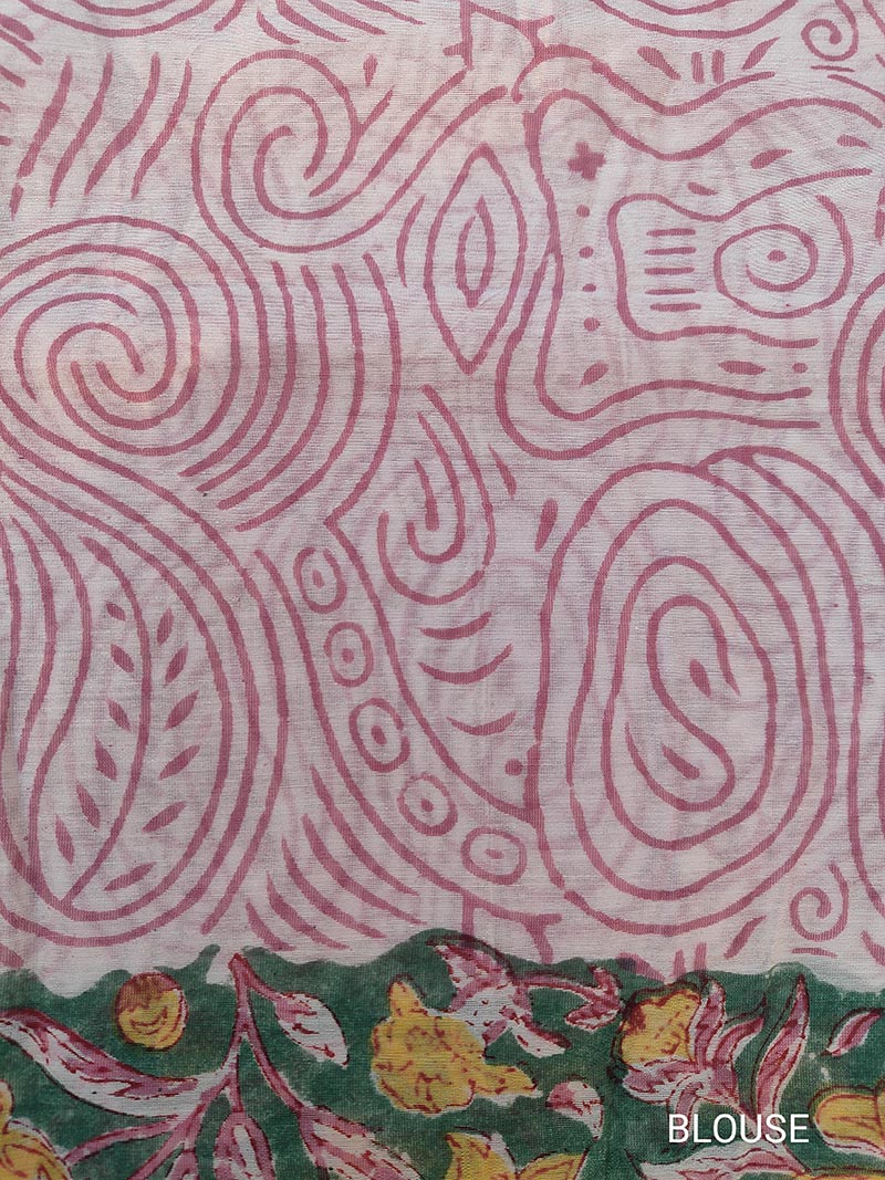 Garden of Secrets - Hand Block Print Chanderi Silk Saree - Image 9
