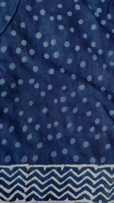 Indigo Muse - Dabu Hand Block Print Mulmul Cotton Bagru Saree - Image 8