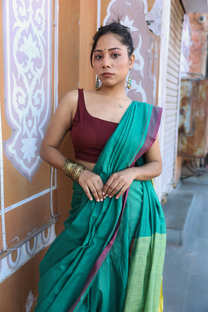 Khayal - Handwoven Pure Mulmul Cotton Saree - Image 4