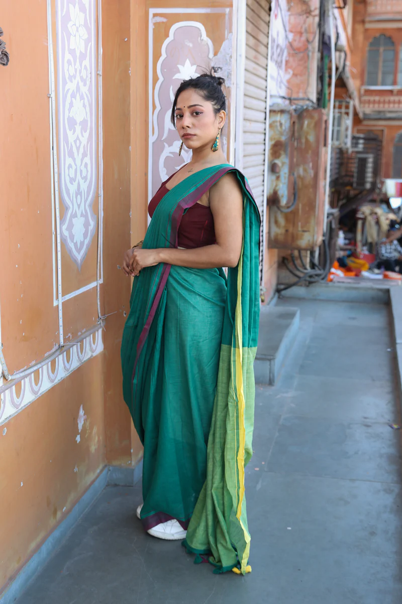 Khayal - Handwoven Pure Mulmul Cotton Saree - Image 6