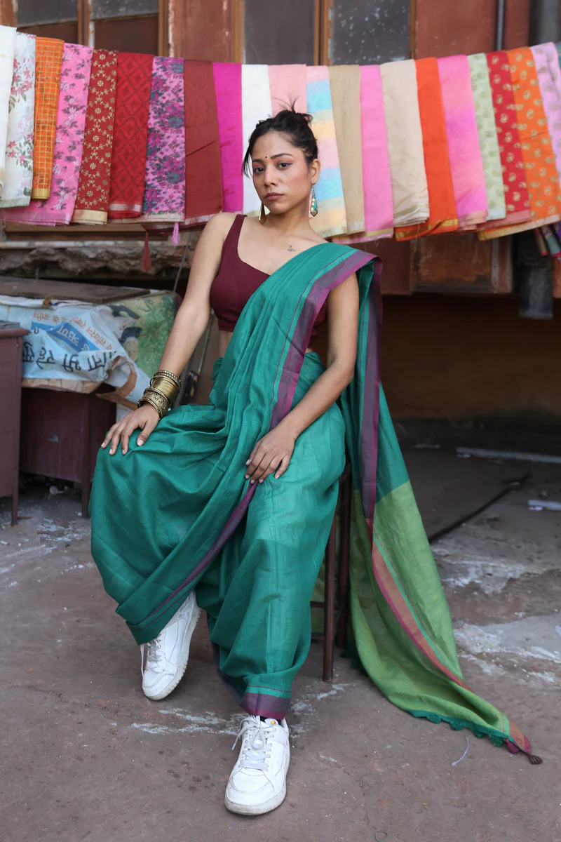 Khayal - Handwoven Pure Mulmul Cotton Saree - Image 8