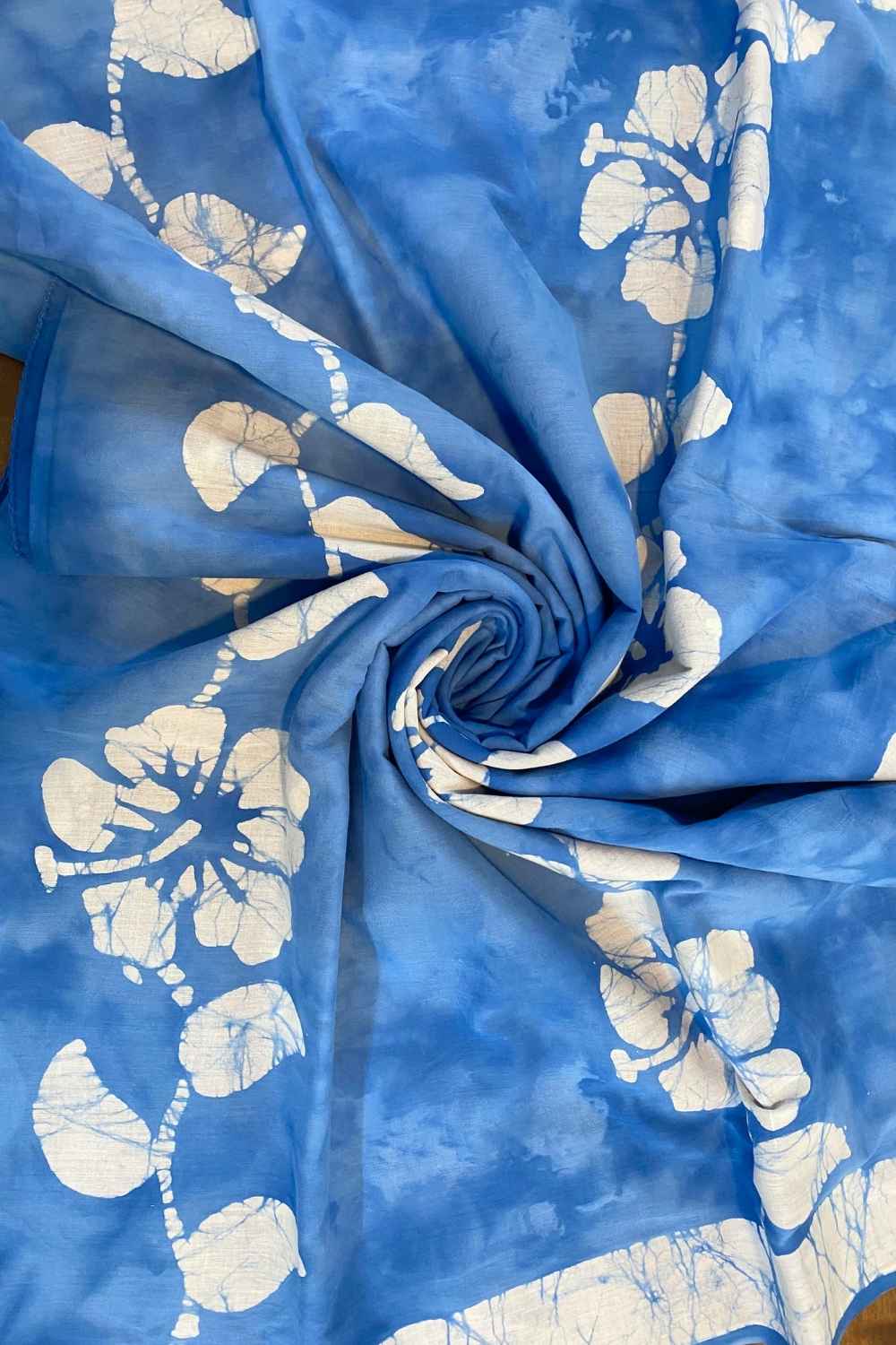 Khwaab Hand Painted Batik Mul Mul Cotton Saree - Image 6