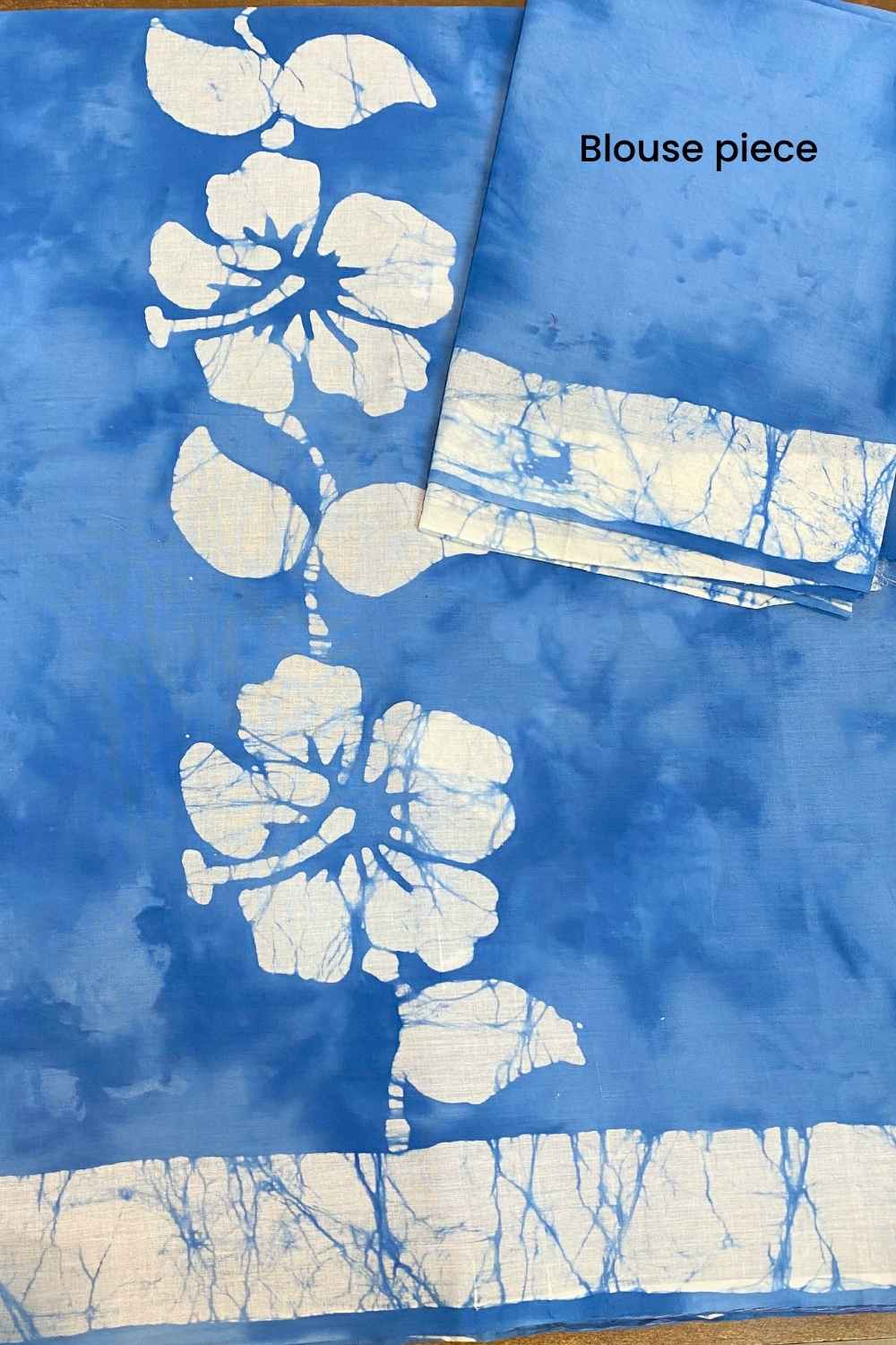 Khwaab Hand Painted Batik Mul Mul Cotton Saree - Image 7