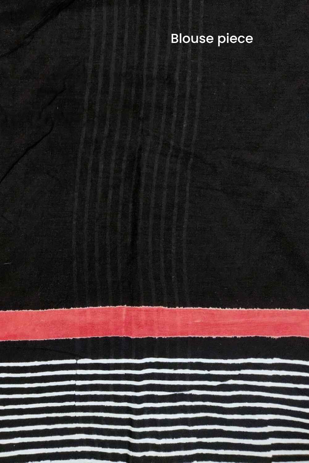 Lady in Black - Hand Block Print Mulmul Cotton Bagru Saree - Image 5