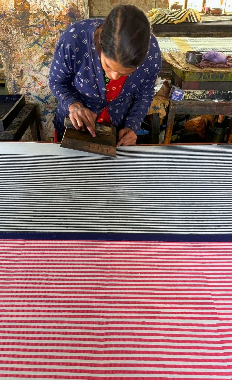 Laila Hand Block Print Mul Mul Cotton Saree - Image 11