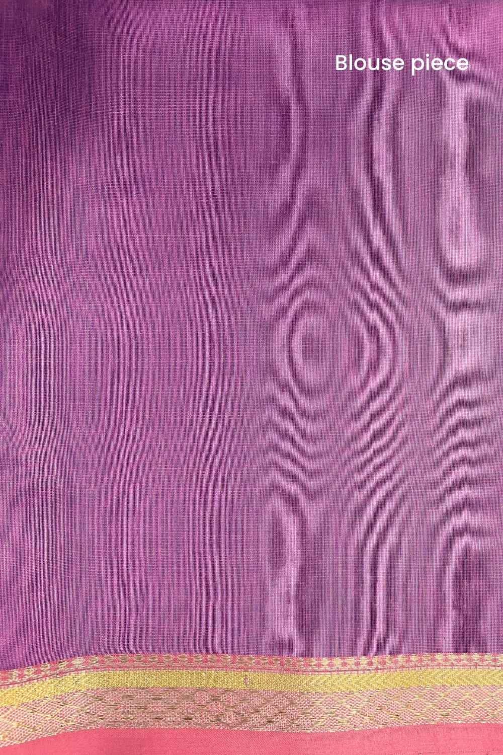 Light purple Pure Silk Cotton Maheshwari Saree - Image 9