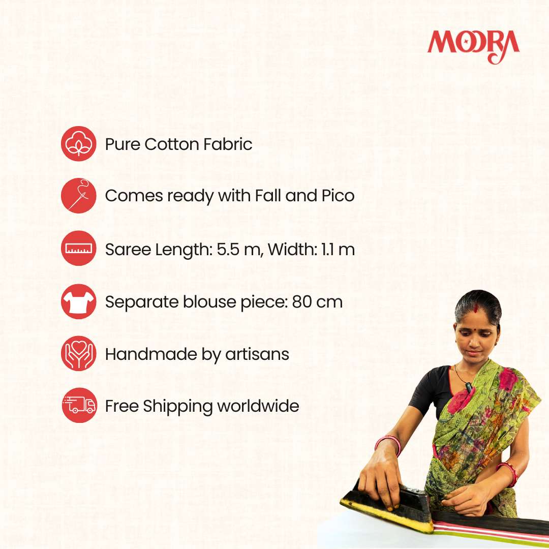 Charu - Purple Dabu Hand Block Print Chanderi Silk Saree - Image 7