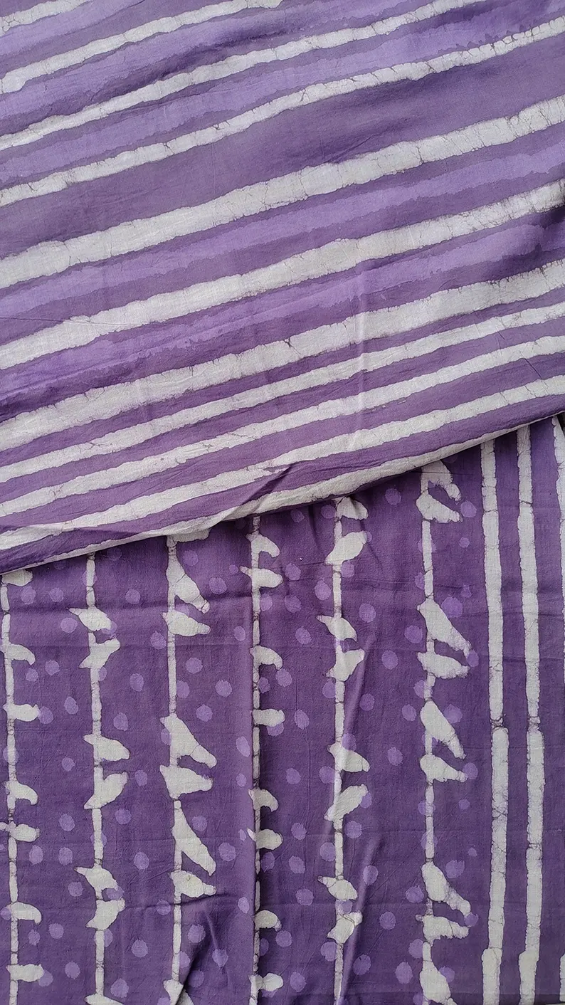 Little Birdies - Hand Block Print Mulmul Cotton Bagru Saree - Image 7