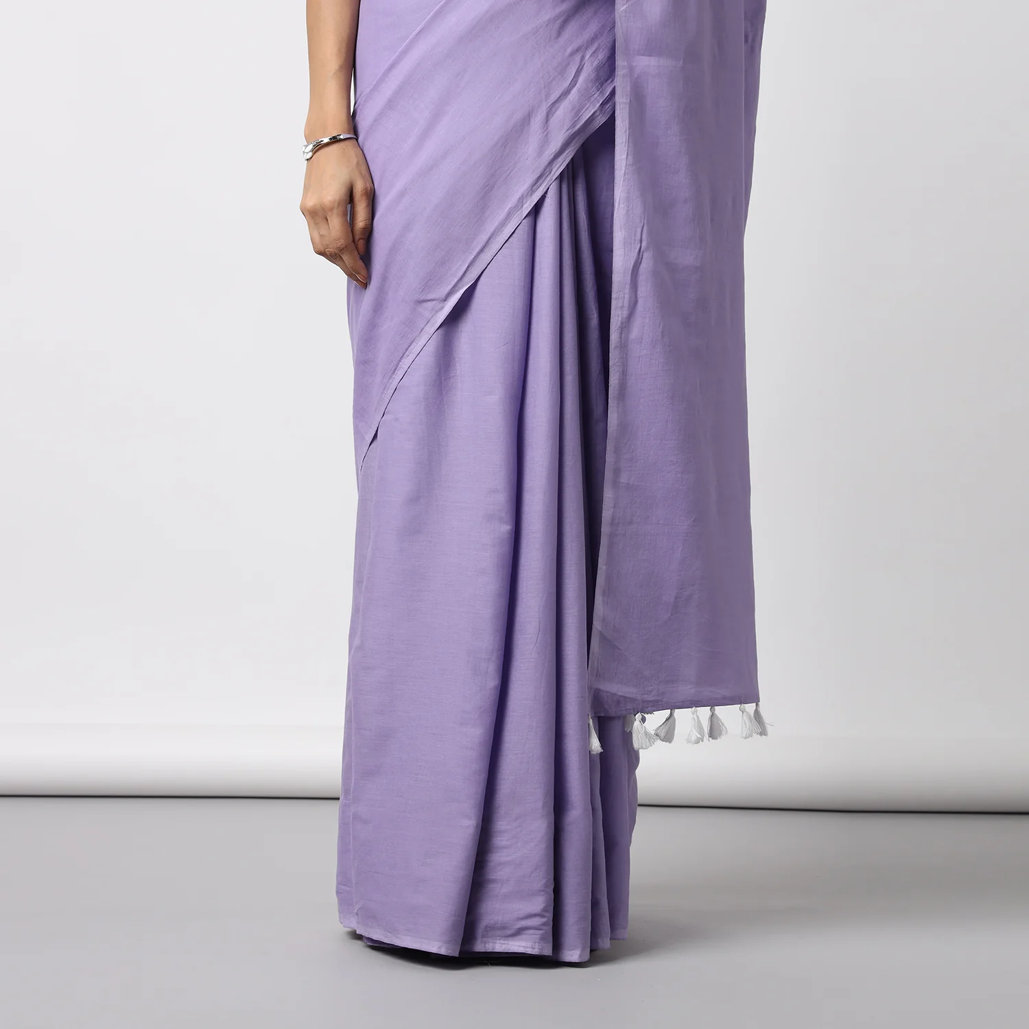 Lost in Lavender - Lavender Mulmul Cotton Saree with Tassels - Image 7