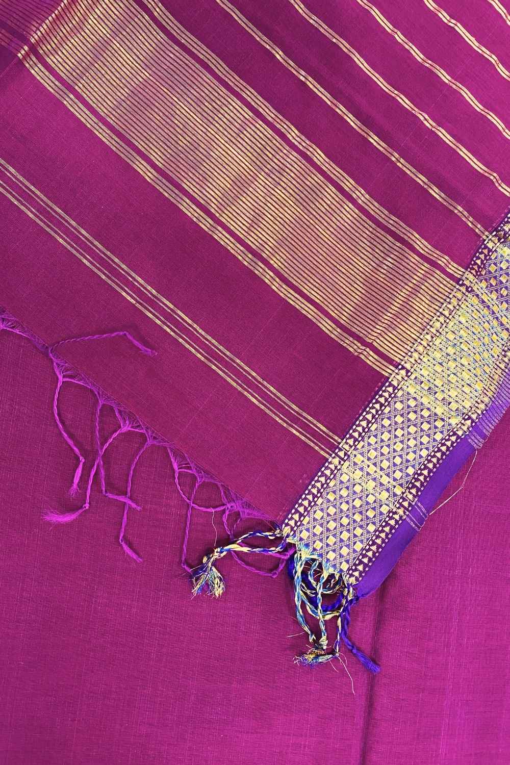 Magenta Pure Silk Cotton Maheshwari Saree - Image 8