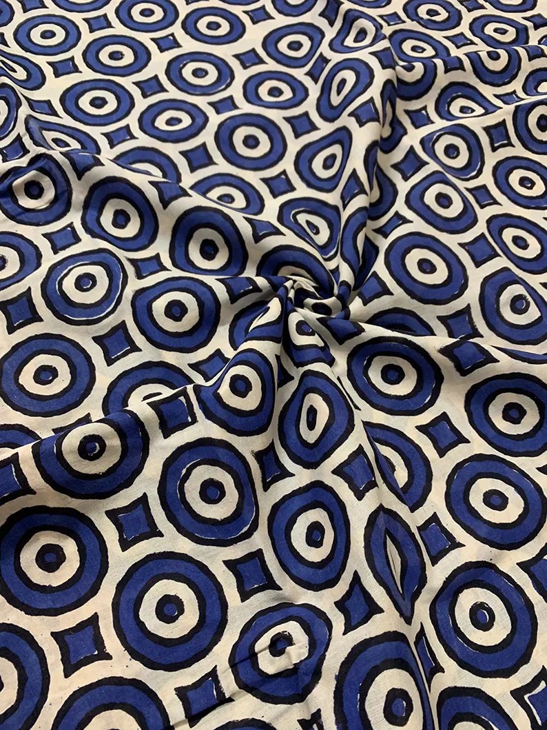 Merry Go Round - Hand Block Print Mulmul Cotton Bagru Saree - Image 6