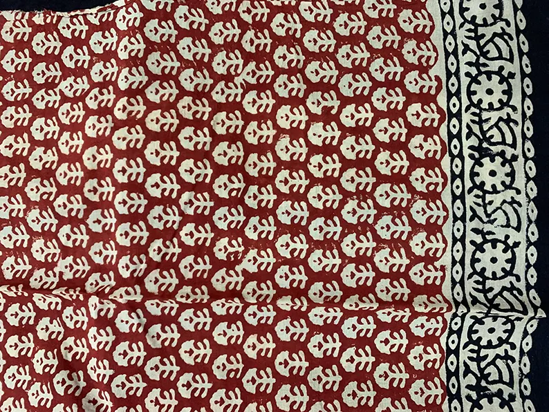 Merry Go Round - Hand Block Print Mulmul Cotton Bagru Saree - Image 7