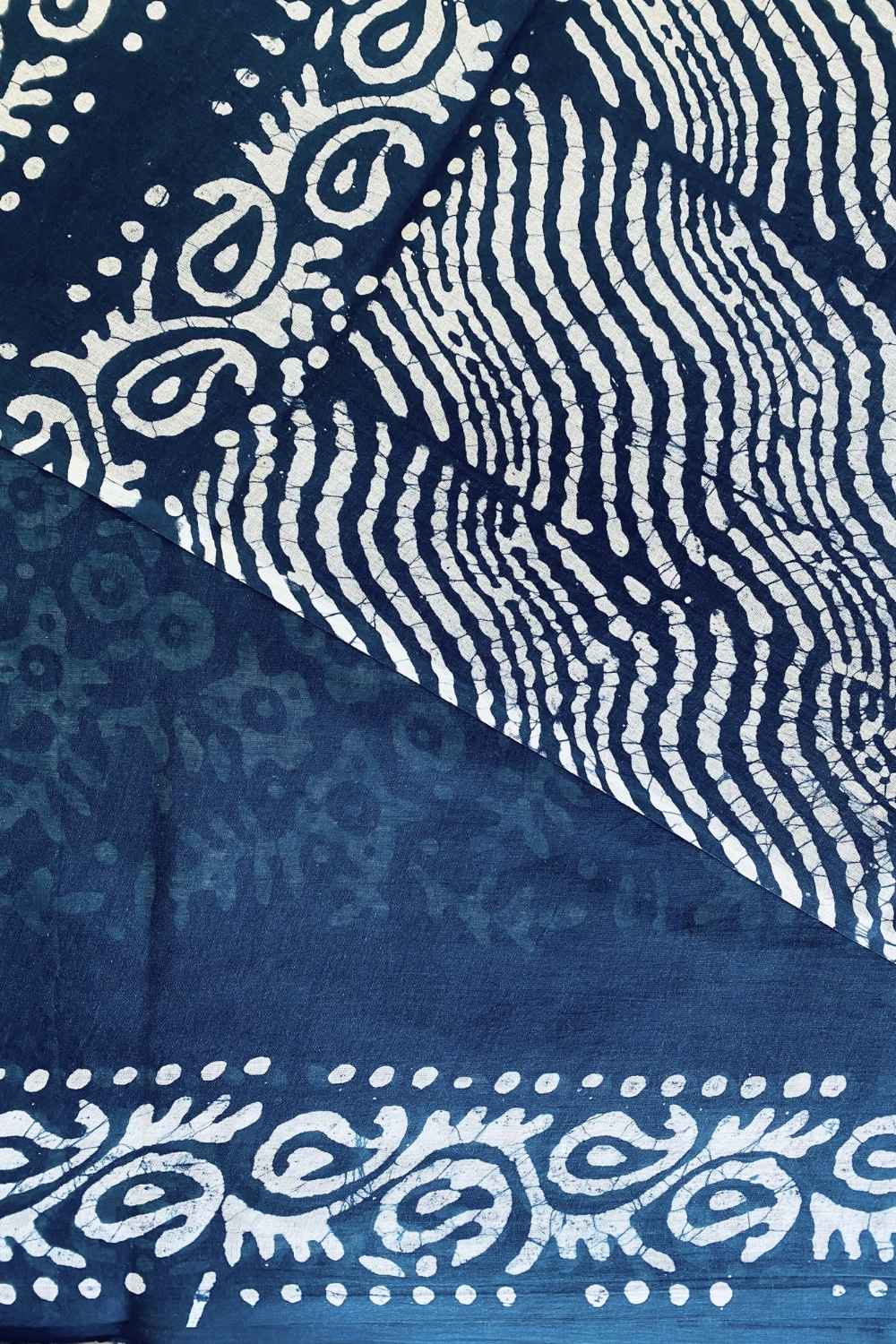 Midnight Blue - Batik Pure Mulmul Cotton Saree - Image 8