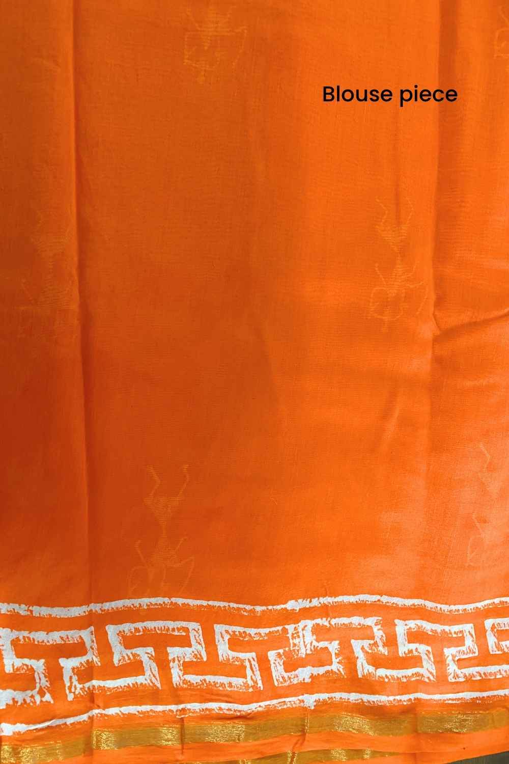 Moora Saree | Orange | Hand Block Printed | Chanderi Cotton Silk - Image 8