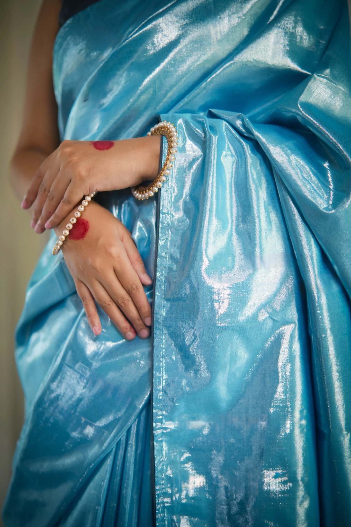 Neelima - Blue Metallic Tissue Saree - Image 7