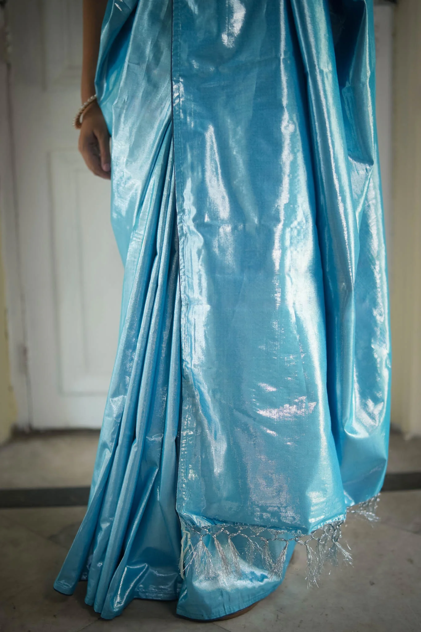 Neelima - Blue Metallic Tissue Saree - Image 8