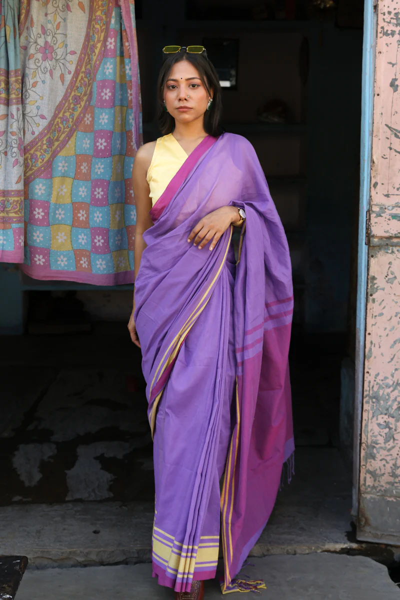 Pihu - Handwoven Pure Mulmul Cotton Saree - Image 5